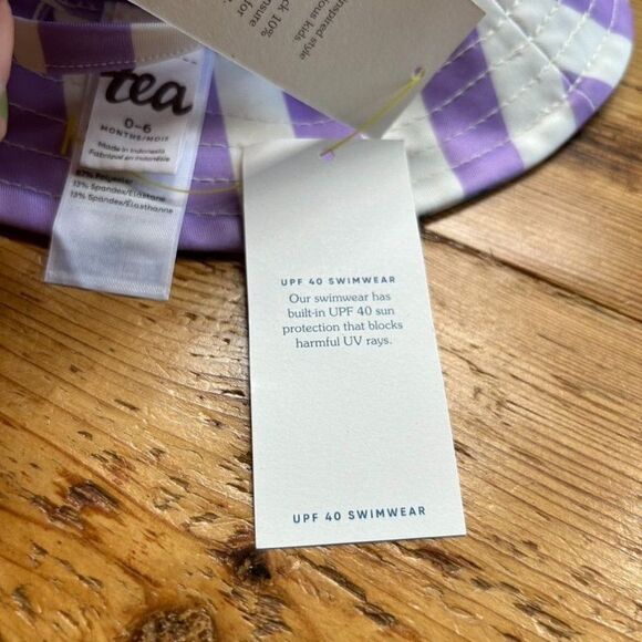NWT Tea Collection 0 - 6 M Reversible Baby Sun Hat Purple Butterfly UPF 40 - Picture 9 of 10